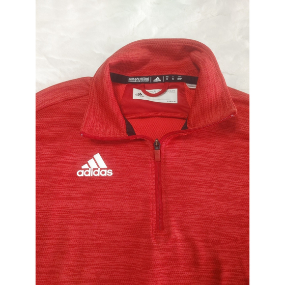 Adidas Mens Athletics Team Issue 1/4 Zip Long Sleeve Sz Small Power Red - Picture 1 of 9
